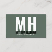 Professioneel Simple Green Monogram Visitekaartje (Voorkant)