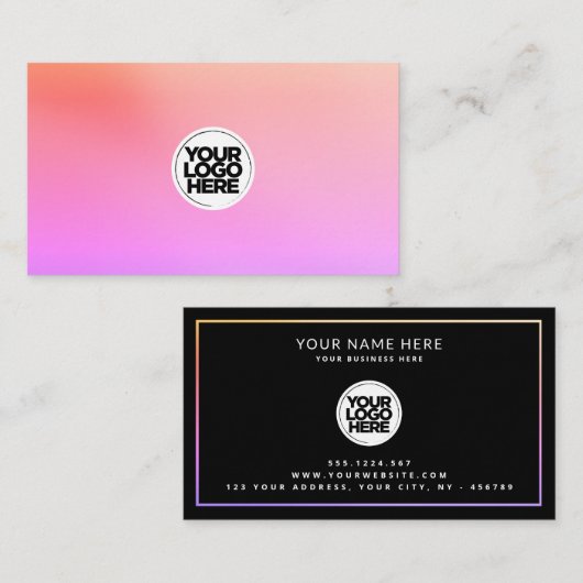 Professioneel sinaasappel, koraal en paarse felle visitekaartje (Voorkant / Achterkant)