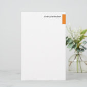 Professioneel Sinaasappel Wit Eenvoudig Eenvoudig Briefpapier (Staand voorkant)