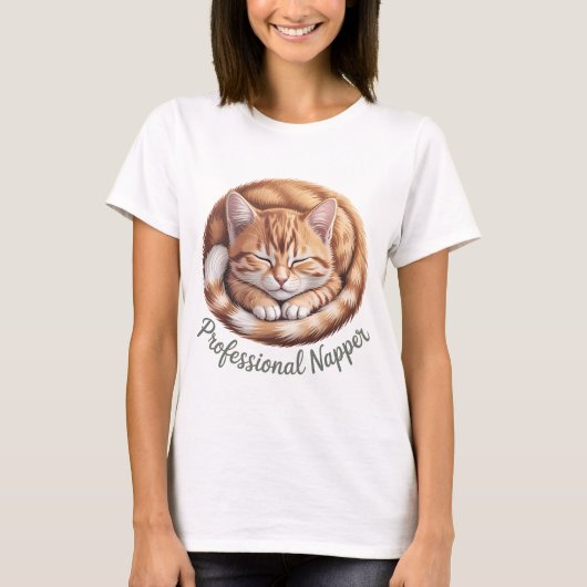 Professioneel Slaapkop Cute Slapende Oranje Kat | T-shirt (Voorkant)