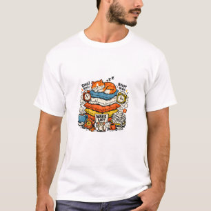 Professioneel Slaapkop Funny Lazy Cat Retro Vintag T-shirt