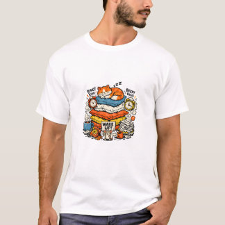 Professioneel Slaapkop Funny Lazy Cat Retro Vintag T-shirt