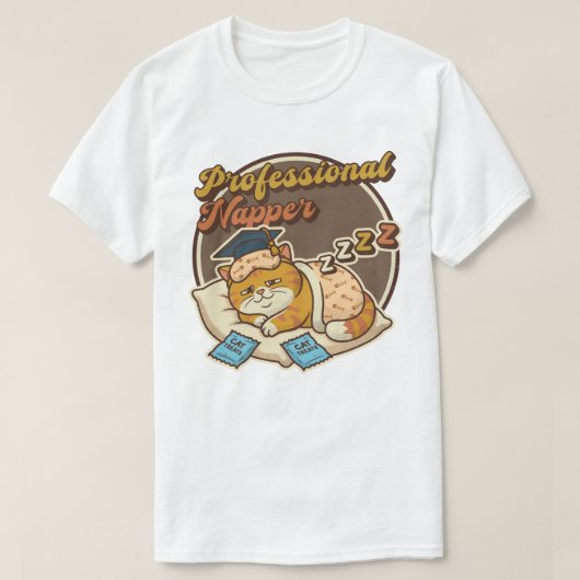 Professioneel Slaapkop, Kat T-shirt (Design voorkant)