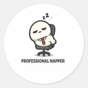 Professioneel Slaapkop - Schattig Vermoeid Kantoor Ronde Sticker
