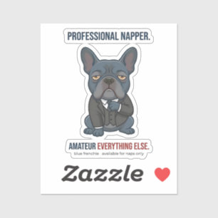 Professioneel Slaapkopje Funny Blauwe Franse Bulld Sticker