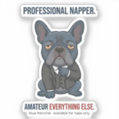 Professioneel Slaapkopje Funny Blauwe Franse Bulld Sticker (Voorkant)