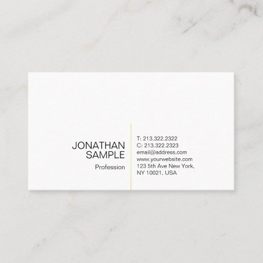 Professioneel Slank Modern Creatief Wit Goud Visitekaartje (Voorkant)