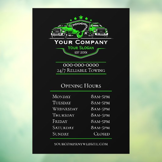 Professioneel Sleepbedrijf, Openingstijden Raamsticker (Vel 3)