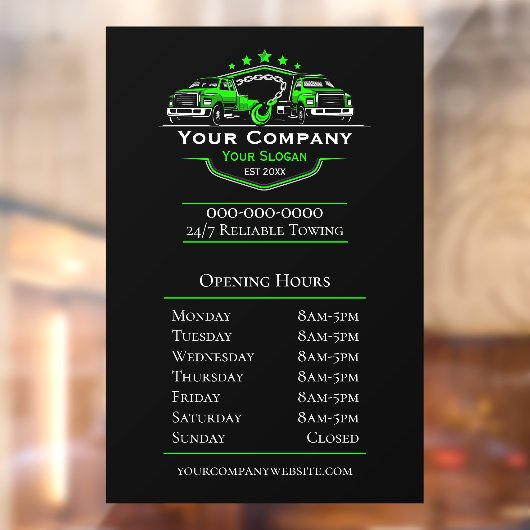 Professioneel Sleepbedrijf, Openingstijden Raamsticker (Vel 2)