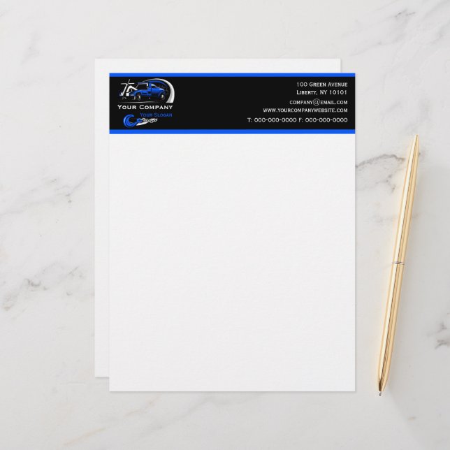 Professioneel sleepbedrijf, sleepdienst briefhoofd (Voorkant / Achterkant in situ)