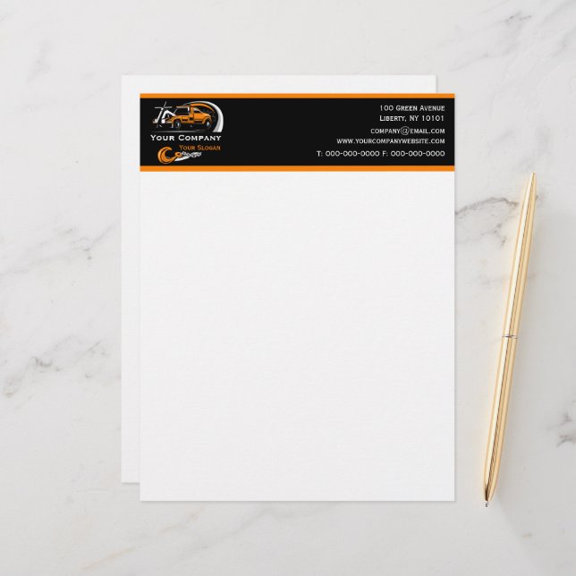 Professioneel sleepbedrijf, sleepdienst briefhoofd (Voorkant / Achterkant in situ)