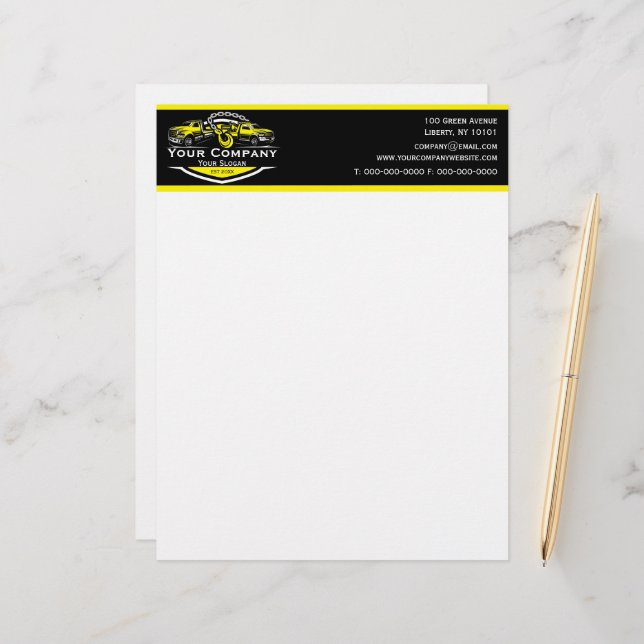 Professioneel sleepbedrijf, sleepdienst briefhoofd (Voorkant / Achterkant in situ)