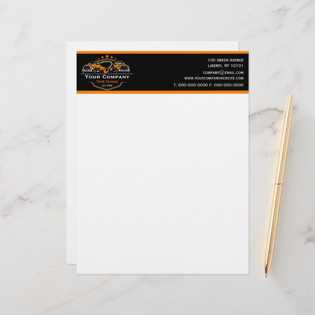 Professioneel sleepbedrijf, sleepdienst briefhoofd (Voorkant / Achterkant in situ)