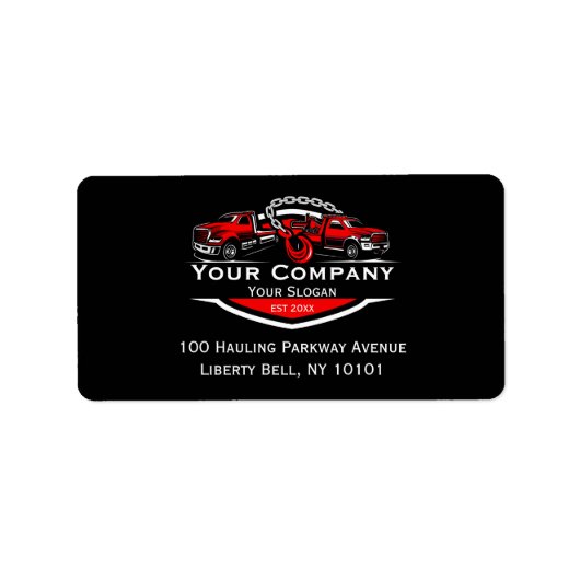 Professioneel sleepbedrijf, sleepdienst etiket (Voorkant)