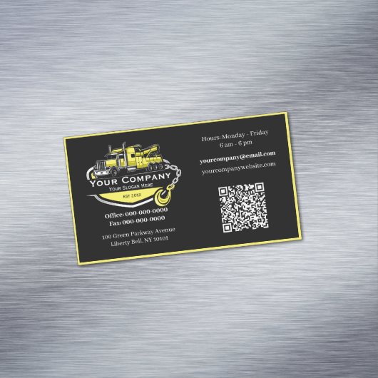 Professioneel sleepbedrijf, sleepdienst magnetisch visitekaartje (Voorbeeld)