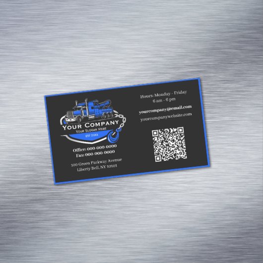 Professioneel sleepbedrijf, sleepdienst magnetisch visitekaartje (Voorbeeld)