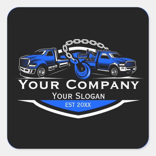 Professioneel sleepbedrijf, sleepdienst vierkante sticker (Voorkant)