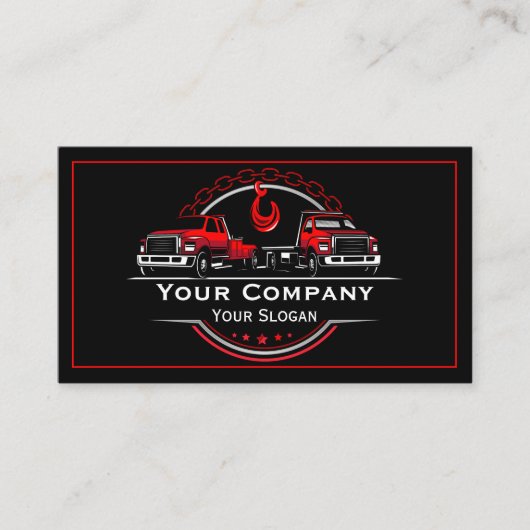 Professioneel sleepbedrijf, sleepdienst visitekaartje (Voorkant)