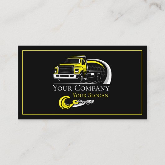 Professioneel sleepbedrijf, sleepdienst visitekaartje (Voorkant)