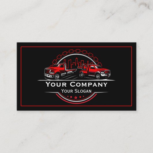 Professioneel sleepbedrijf, sleepdienst visitekaartje (Voorkant)