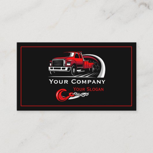 Professioneel sleepbedrijf, sleepdienst visitekaartje (Voorkant)