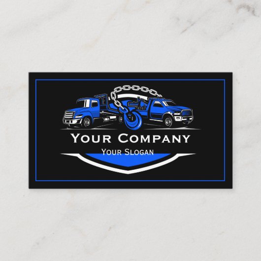 Professioneel sleepbedrijf, sleepdienst visitekaartje (Voorkant)