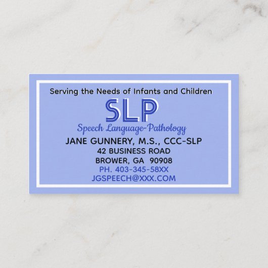 Professioneel! SLP aangepaste visitekaartjes (Achterkant)