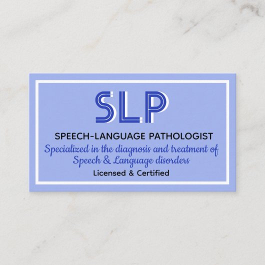 Professioneel! SLP aangepaste visitekaartjes (Voorkant)