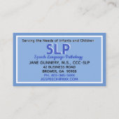 Professioneel! SLP aangepaste visitekaartjes (Achterkant)