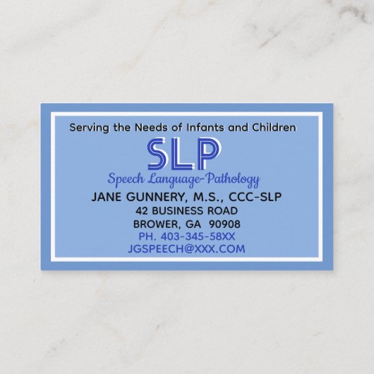 Professioneel! SLP aangepaste visitekaartjes (Achterkant)