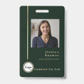 Professioneel smaragdgroen gouden foto logo QR-cod Badge (Voorzijde)