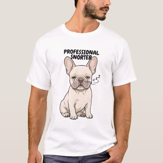 Professioneel Snurker Grappig Frans Bulldog Ontwer T-shirt (Voorkant)