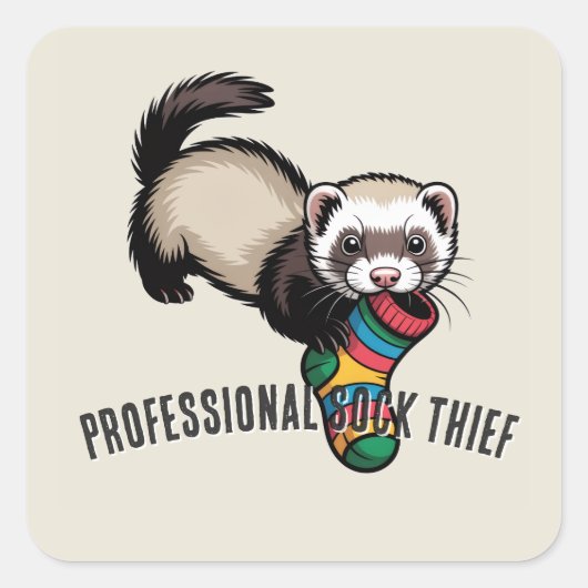 Professioneel Sokken Dief Vierkante Sticker (Voorkant)
