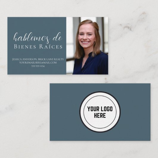 Professioneel Spaans Blauw Real Estate Visitekaartje (Voorkant / Achterkant)