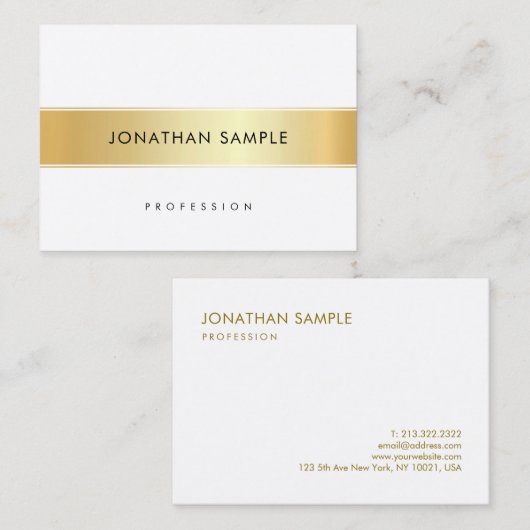 Professioneel, speciaal gepersonaliseerd Gold Whit Visitekaartje (Voorkant / Achterkant)