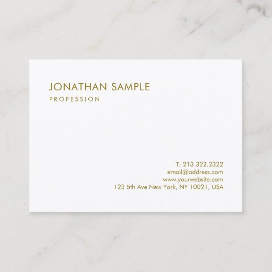 Professioneel, speciaal gepersonaliseerd Gold Whit Visitekaartje (Achterkant)