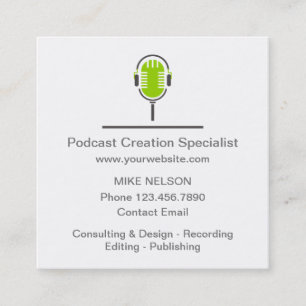 Professioneel specialist in het maken van podcasts vierkante visitekaartje