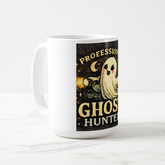 Professioneel spookenjager Funny Halloween Koffiemok (Voorkant links)