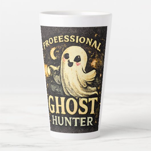 Professioneel spookenjager Funny Halloween Latte Mok (Voorkant)