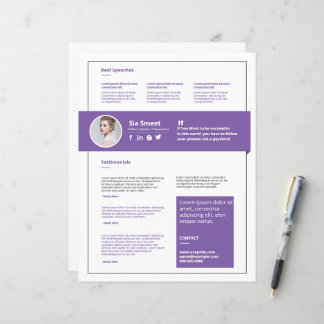 Professioneel Spreker Eén Pagina Sjabloon