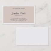 Professioneel stijlvol beige modern script visitekaartje (Voorkant / Achterkant)