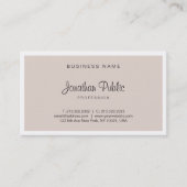 Professioneel stijlvol beige modern script visitekaartje (Voorkant)