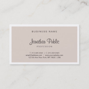 Professioneel stijlvol beige modern script visitekaartje