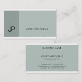 Professioneel stijlvol blauw groen modern monogram visitekaartje (Voorkant / Achterkant)