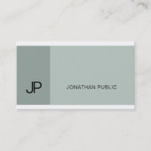 Professioneel stijlvol blauw groen modern monogram visitekaartje (Voorkant)