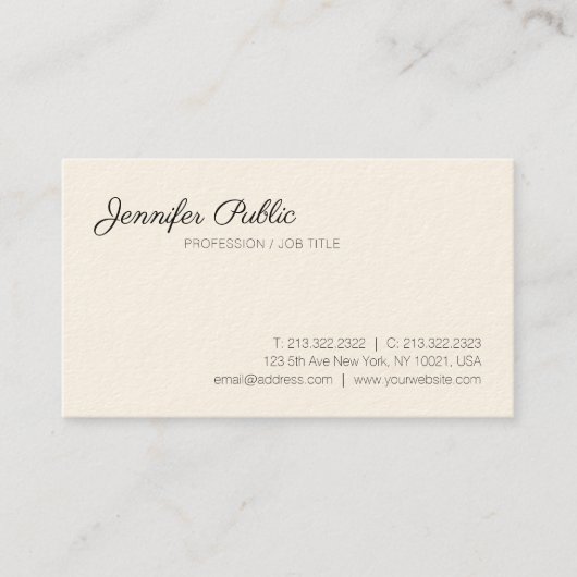 Professioneel, stijlvol en stijlvol, wit, stijlvol visitekaartje (Voorkant)