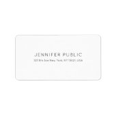 Professioneel Stijlvol Minimalistisch Wit Plain Mo Etiket (Voorkant)