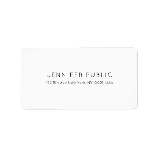 Professioneel Stijlvol Minimalistisch Wit Plain Mo Etiket (Voorkant)