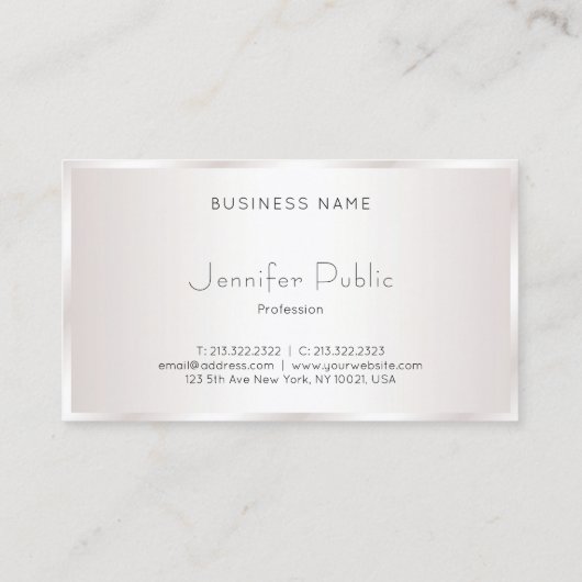 Professioneel Stijlvol Modern Design Elegant Glam Visitekaartje (Achterkant)