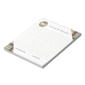 Professioneel, stijlvol monogram script met tartan notitieblok (Linkerzijde)